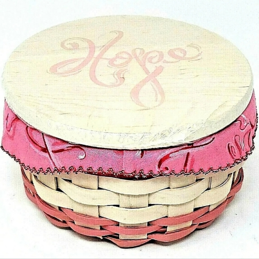 LONGABERGER 2010 BASKET HORIZON OF HOPE, PLASTIC PROTECTOR FABRIC LINER WOOD LID